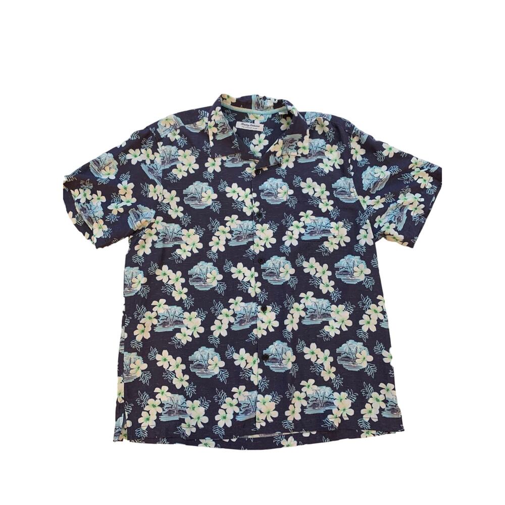 Men's Tommy Bahama Blue Hawaiian Print Short Sleeve Button Down Shirt L - Picture 7 of 9